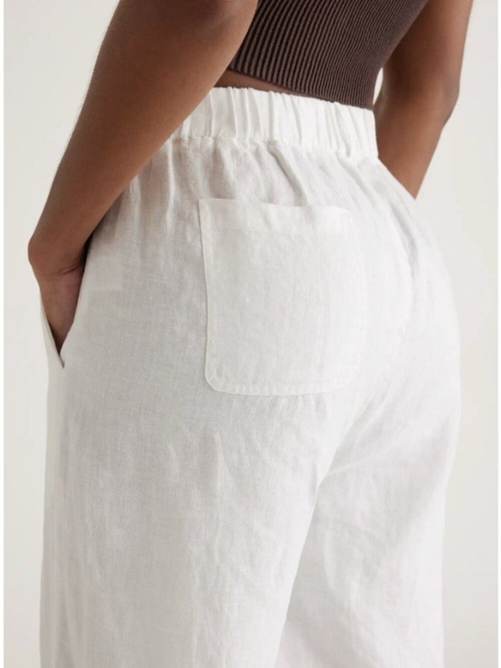 Quince Women’s 100% European Linen Pull On Crop Pants White Size S - Picture 7 of 16
